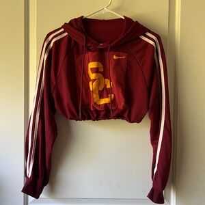 Nike Maroon and Yellow Cropped Hoodie 451